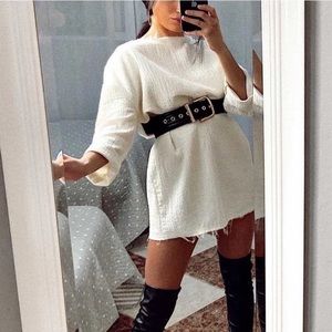 Zara linen distress mini dress